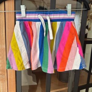 Mini Boden rainbow striped skort skirt mini toddler girl colorful drawstring